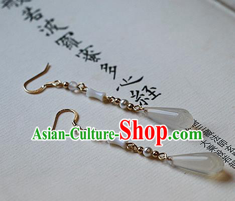 Chinese Traditional Hanfu Ceramics Ear Accessories Ancient Tang Dynasty Princess Earrings for Women