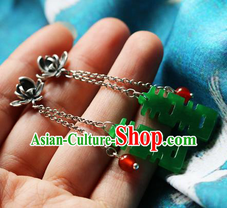 Chinese Traditional Hanfu Wedding Jade Ear Accessories Ancient Qing Dynasty Princess Earrings for Women