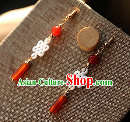 Chinese Traditional Hanfu Agate Ear Accessories Ancient Qing Dynasty Princess Earrings for Women