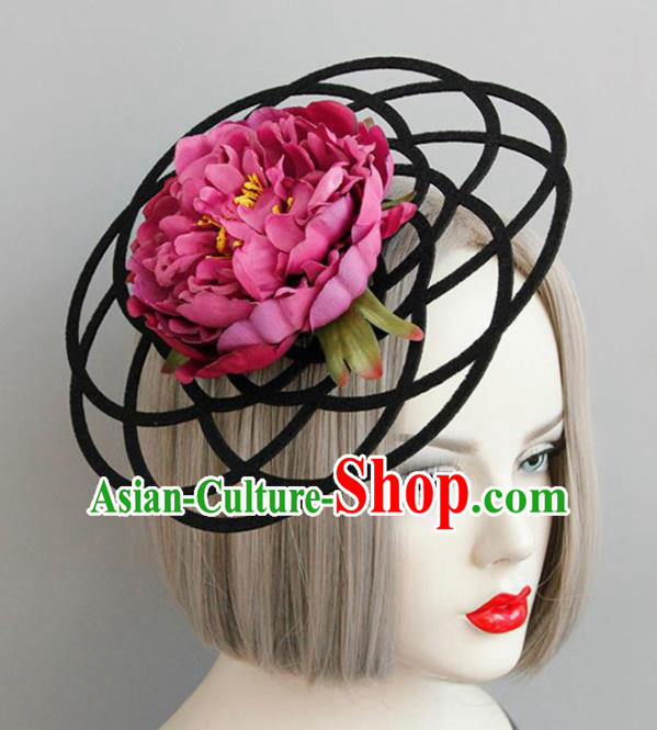 Halloween Handmade Cosplay Queen Amaranth Peony Top Hat Fancy Ball Stage Show Headwear for Women