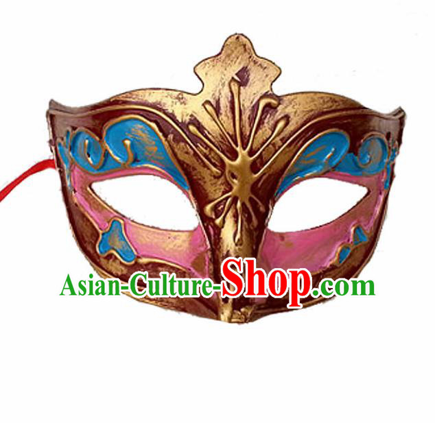 Handmade Venice Carnival Pink Fox Mask Halloween Cosplay Fancy Ball Face Masks Accessories for Men