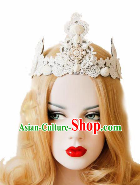 Halloween Handmade Cosplay Queen Shell Hair Clasp Fancy Ball Stage Show Lace Headwear for Women