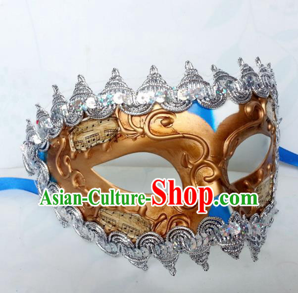 Handmade Venice Carnival Bronze Mask Halloween Cosplay Fancy Ball Face Masks Accessories for Men