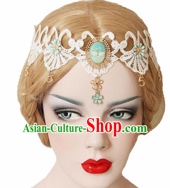 Halloween Handmade Cosplay Queen White Lace Hair Clasp Fancy Ball Stage Show Headwear for Women