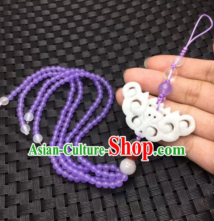 Chinese Traditional Hanfu Purple Beads Breastpin Accessories Ancient Qing Dynasty Imperial Consort Brooch Pendant for Women