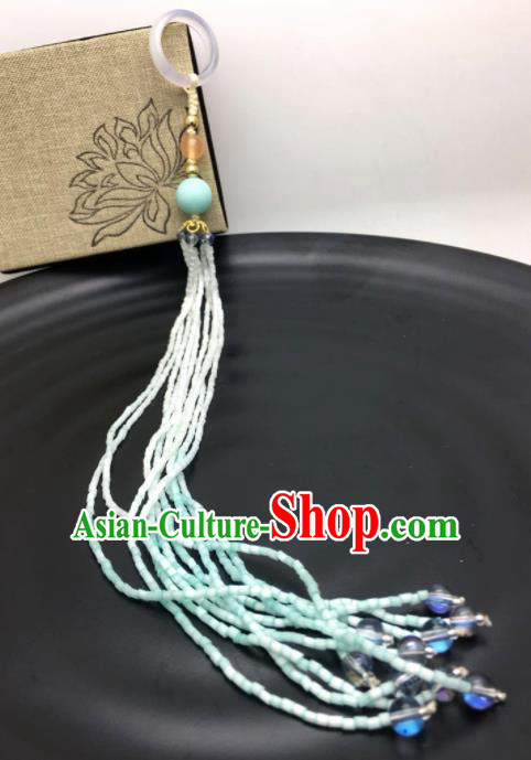 Chinese Traditional Hanfu Court Green Tassel Breastpin Accessories Ancient Qing Dynasty Imperial Consort Brooch Pendant for Women