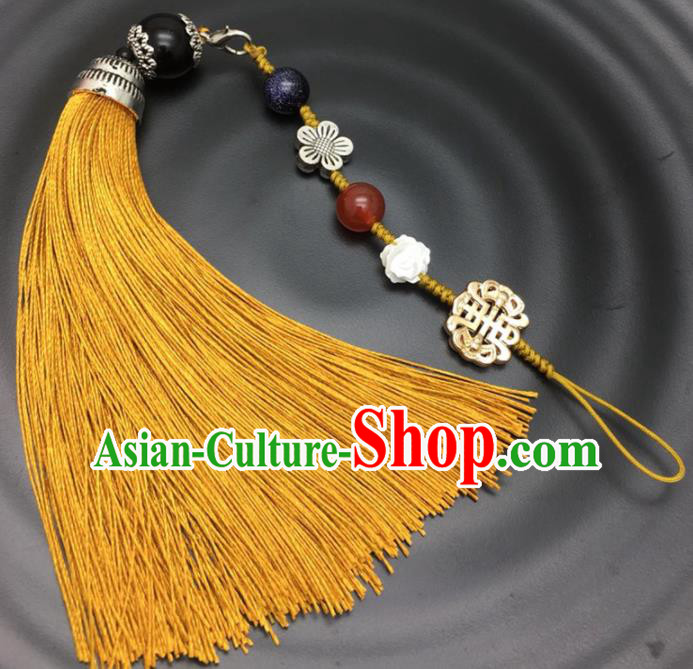 Chinese Traditional Hanfu Tassel Breastpin Court Accessories Ancient Qing Dynasty Imperial Consort Brooch Pendant for Women