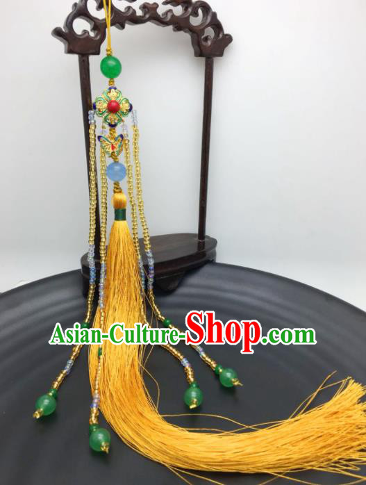 Chinese Traditional Hanfu Butterfly Tassel Breastpin Court Accessories Ancient Qing Dynasty Imperial Consort Brooch Pendant for Women