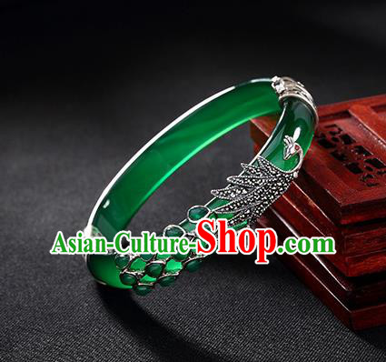 Chinese Traditional Hanfu Jewelry Accessories Jadeite Bracelet Ancient Qing Dynasty Princess Bangle for Women