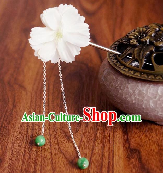 Chinese Ancient Song Dynasty Princess White Peach Flower Hairpins Traditional Hanfu Court Hair Accessories for Women