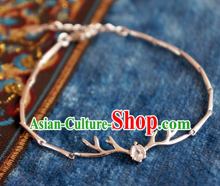 Chinese Traditional Hanfu Jewelry Accessories Crystal Antler Bracelet Ancient Qing Dynasty Princess Bangle for Women