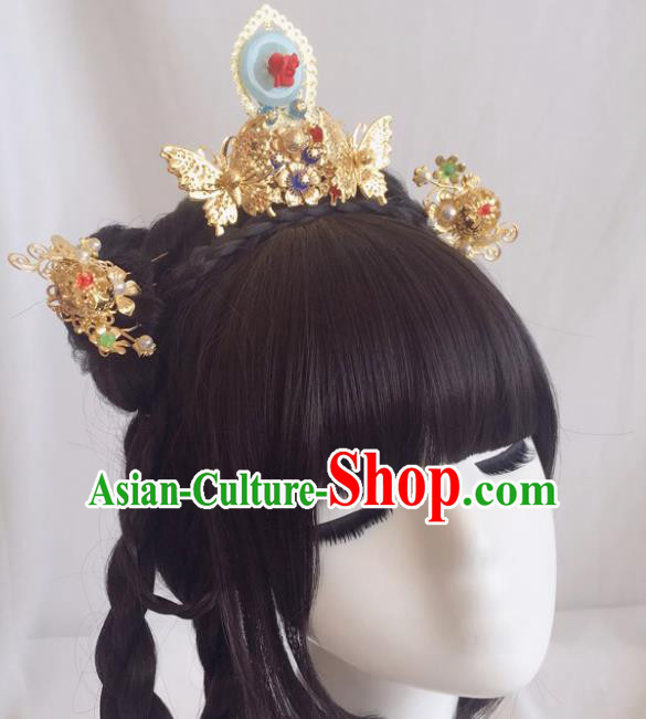 Chinese Ancient Song Dynasty Princess Hair Crown Hairpins Traditional Hanfu Court Hair Accessories for Women