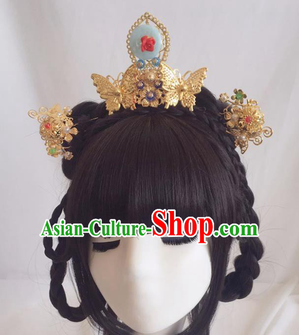 Chinese Ancient Song Dynasty Princess Hair Crown Hairpins Traditional Hanfu Court Hair Accessories for Women