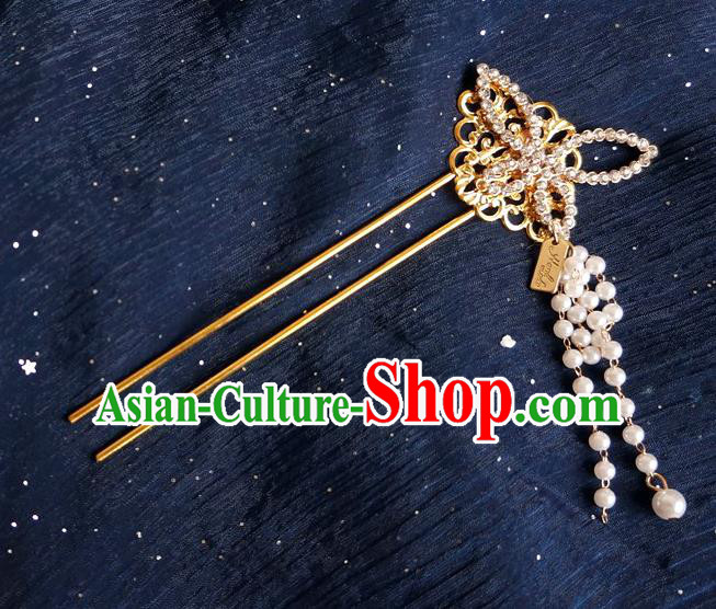 Chinese Ancient Song Dynasty Princess Crystal Butterfly Tassel Hairpins Traditional Hanfu Court Hair Accessories for Women