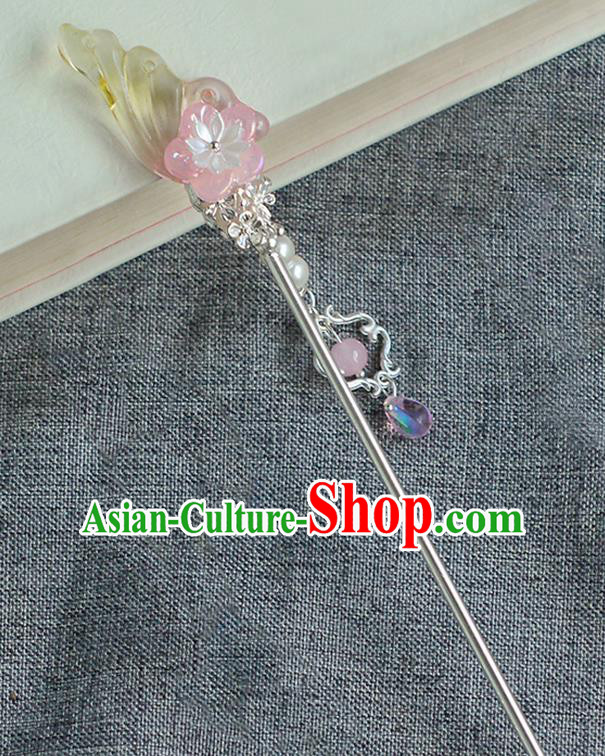 Chinese Ancient Ming Dynasty Princess Yellow Wing Tassel Hairpins Traditional Hanfu Court Hair Accessories for Women