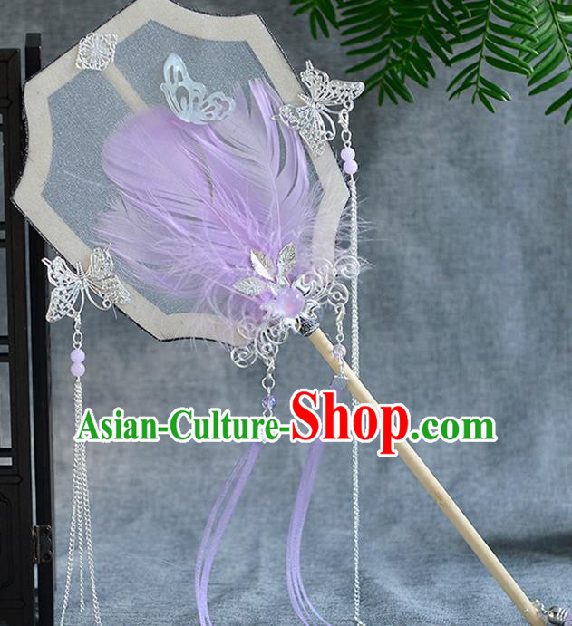 Chinese Traditional Hanfu Court Fans Ancient Ming Dynasty Princess Wedding Palace Fan for Women