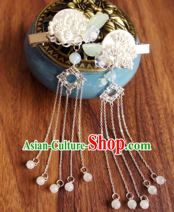 Chinese Ancient Song Dynasty Princess Pine Shell Tassel Hair Claws Hairpins Traditional Hanfu Court Hair Accessories for Women