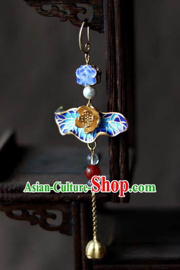 Chinese Traditional Hanfu Blueing Lotus Brooch Pendant Ancient Cheongsam Breastpin Accessories for Women