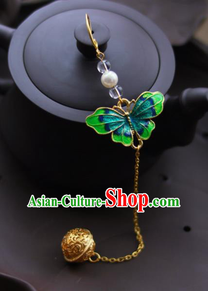 Chinese Traditional Hanfu Green Butterfly Brooch Pendant Ancient Cheongsam Breastpin Accessories for Women