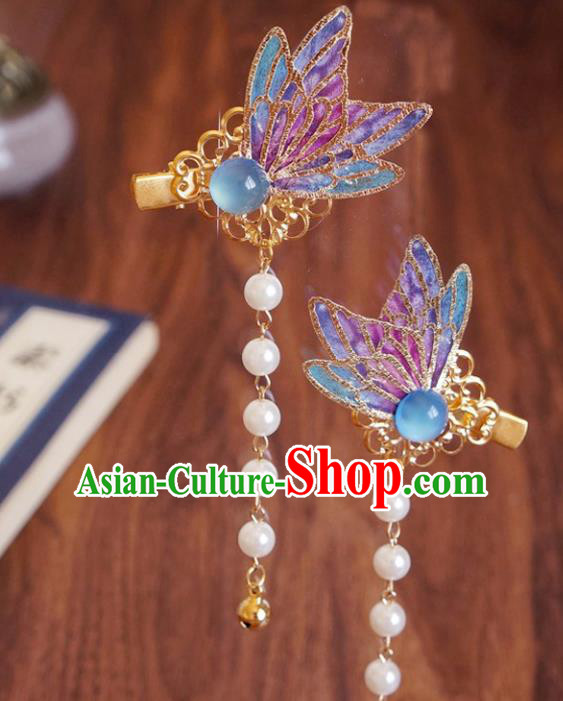 Chinese Ancient Song Dynasty Princess Butterfly Hair Claws Hairpins Traditional Hanfu Court Hair Accessories for Women