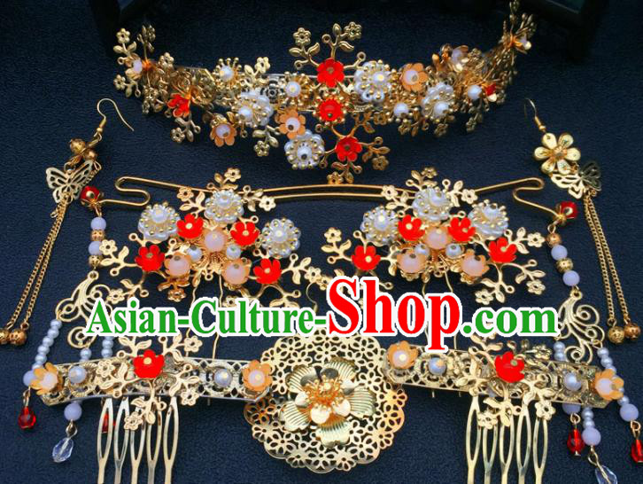 Chinese Ancient Ming Dynasty Princess Hair Combs Hairpins Traditional Hanfu Court Hair Accessories for Women