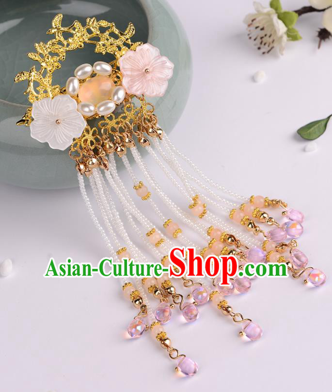 Chinese Ancient Tang Dynasty Princess Pearls Hair Claw Hairpins Traditional Hanfu Court Hair Accessories for Women