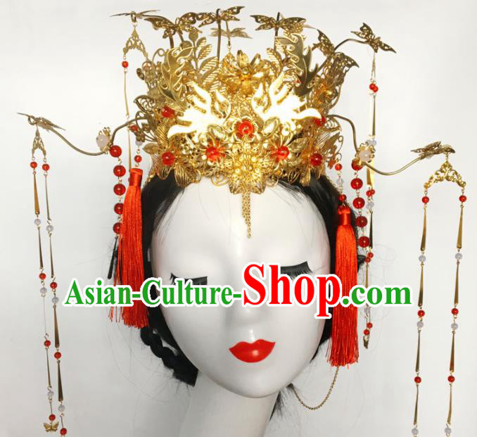 Chinese Ancient Tang Dynasty Phoenix Coronet Hairpins Traditional Hanfu Court Princess Hair Accessories for Women