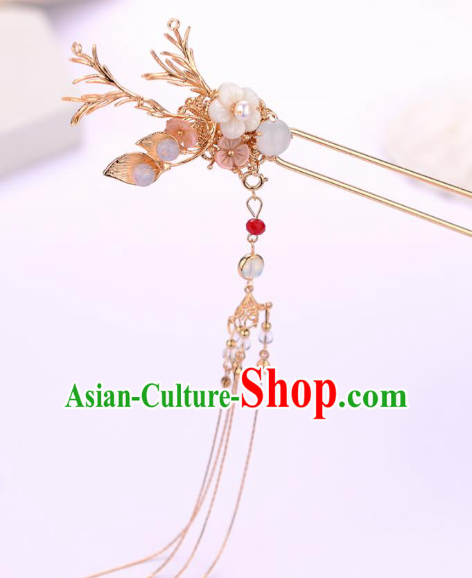 Chinese Ancient Tang Dynasty Princess Golden Tassel Hair Clip Hairpins Traditional Hanfu Court Hair Accessories for Women