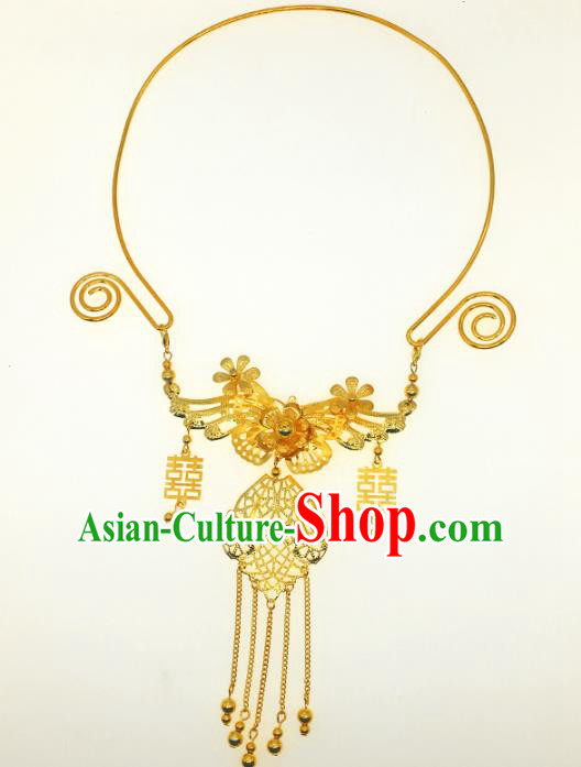 Chinese Traditional Hanfu Jewelry Accessories Ancient Tang Dynasty Princess Golden Butterfly Necklace for Women