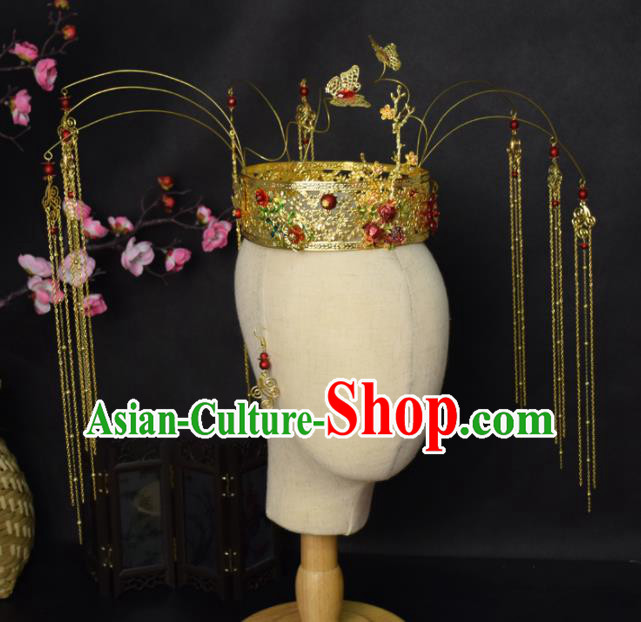 Chinese Ancient Tang Dynasty Queen Phoenix Coronet Hairpins Traditional Hanfu Court Hair Accessories for Women