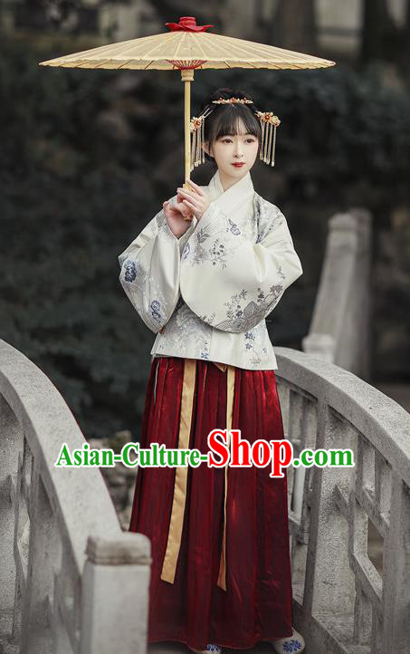 Traditional Chinese Ming Dynasty Aristocratic Lady Replica Costumes Ancient Royal Princess Hanfu Dress for Women