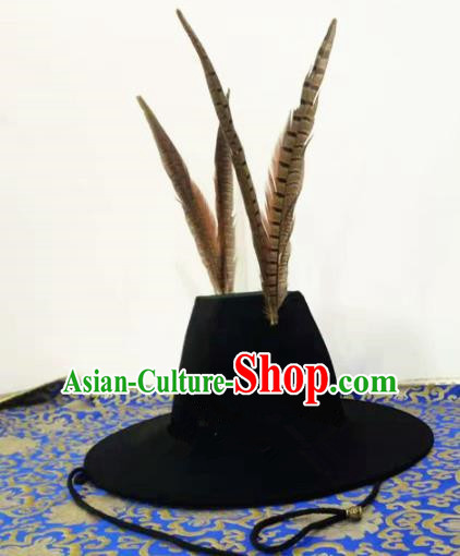 Chinese Traditional Handmade Ming Dynasty Blades Black Hat Ancient Drama Imperial Bodyguard Headwear for Men