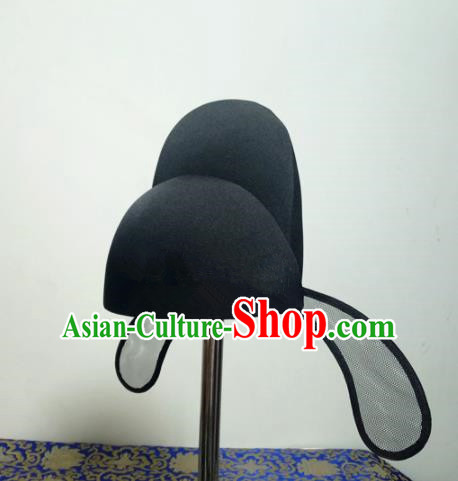 Chinese Traditional Handmade Tang Dynasty Minister Black Hat Ancient Drama Officer Headwear for Men