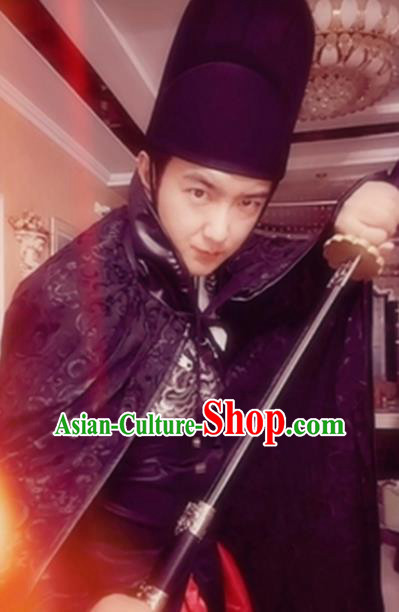 Chinese Traditional Handmade Ming Dynasty Imperial Guards Black Hat Ancient Drama Swordsman Headwear for Men