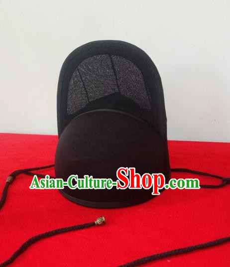 Chinese Traditional Handmade Ming Dynasty Imperial Guards Black Hat Ancient Drama Swordsman Headwear for Men