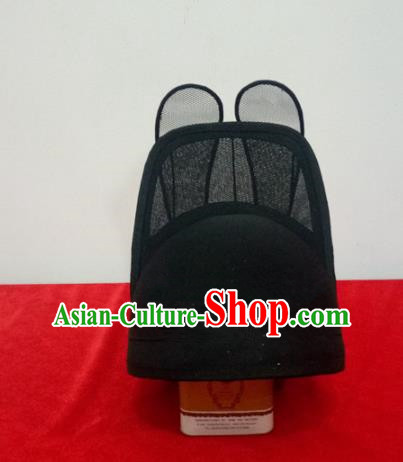 Chinese Traditional Handmade Ming Dynasty Minister Black Hat Ancient Drama Imperial Guards Headwear for Men