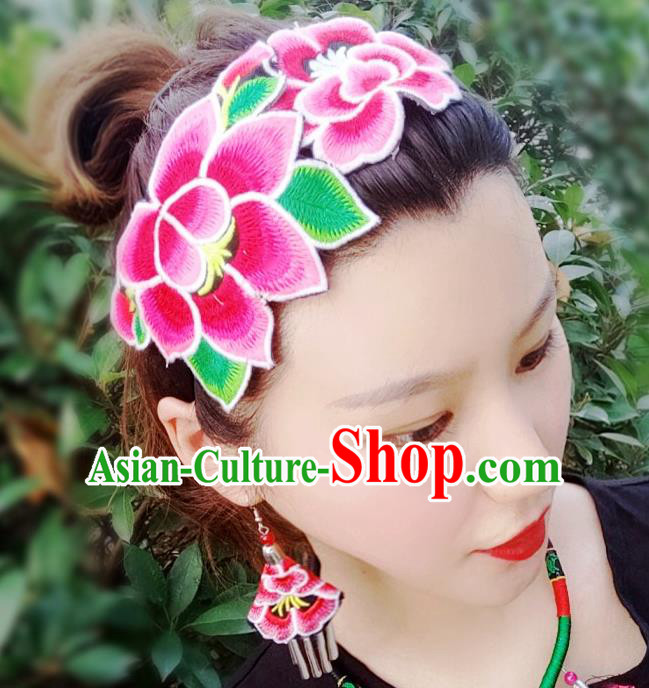 Chinese Traditional Ethnic Embroidered Headband National Handmade Hair Clasp for Women