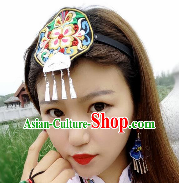 Chinese Traditional Ethnic Embroidered Headband National Handmade Hair Clasp for Women