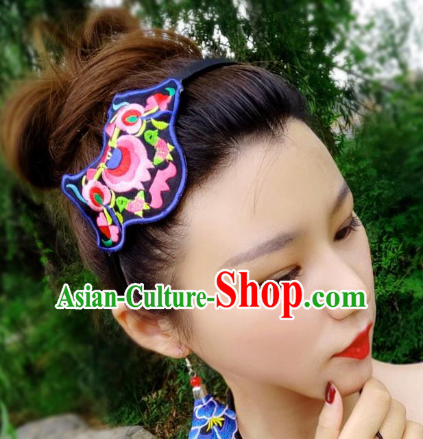 Chinese Traditional Ethnic Embroidered Headband National Handmade Hair Clasp for Women