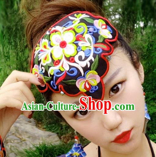 Chinese Traditional Ethnic Embroidered Flowers Headband National Handmade Hair Clasp for Women