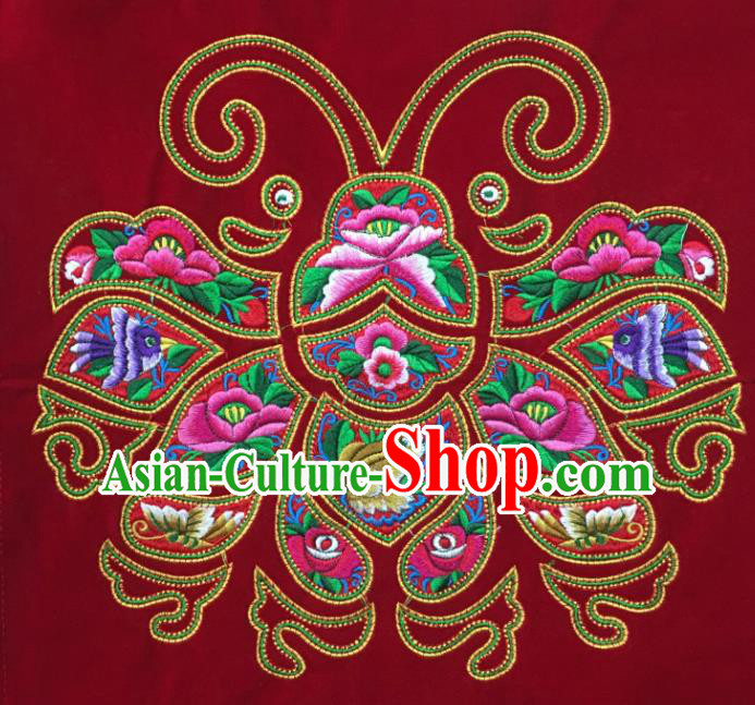 Chinese Traditional Embroidery Cloth Accessories National Embroidered Red Dress Patch