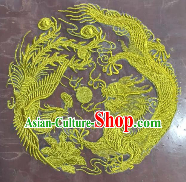 Chinese Traditional Embroidery Cloth Accessories National Embroidered Dragon Phoenix Dress Patch