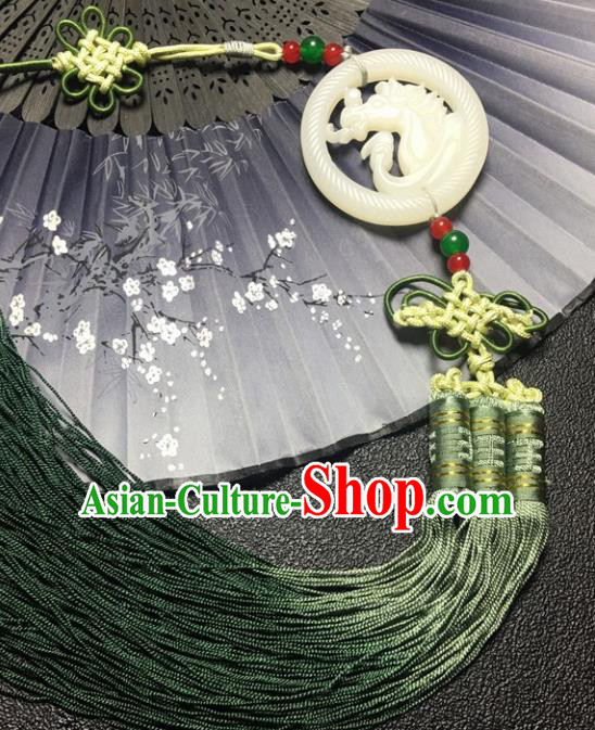 Traditional Chinese Hanfu Jade Carving Horse Waist Accessories Palace Tassel Pendant Ancient Swordsman Brooch