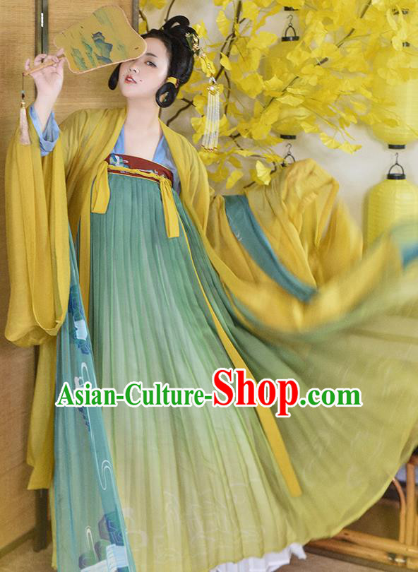 Traditional Chinese Tang Dynasty Imperial Concubine Replica Costumes Ancient Royal Princess Hanfu Dress for Women