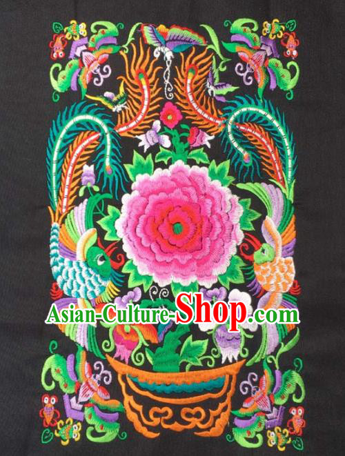 Chinese Traditional Embroidery Cloth Accessories National Embroidered Peony Phoenix Dress Patch