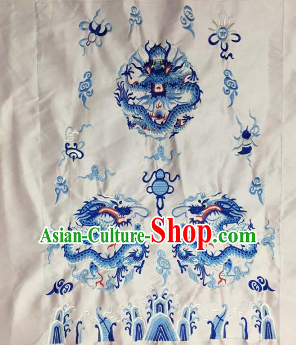 Chinese Traditional National Embroidered Dragons White Dress Patch Embroidery Cloth Accessories