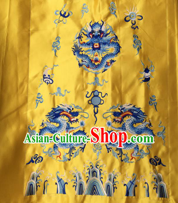 Chinese Traditional National Embroidered Dragons Golden Dress Patch Embroidery Cloth Accessories