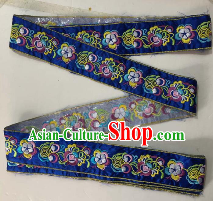 Chinese Traditional National Embroidered Flowers Royalblue Applique Dress Patch Embroidery Cloth Accessories