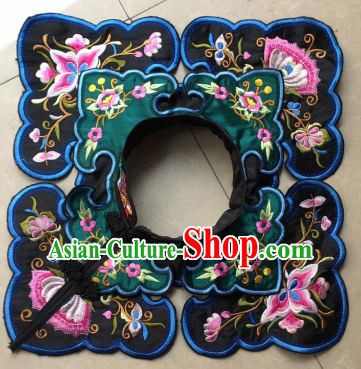 Chinese Traditional Embroidery Butterfly Black Shoulder Accessories National Embroidered Cloud Patch