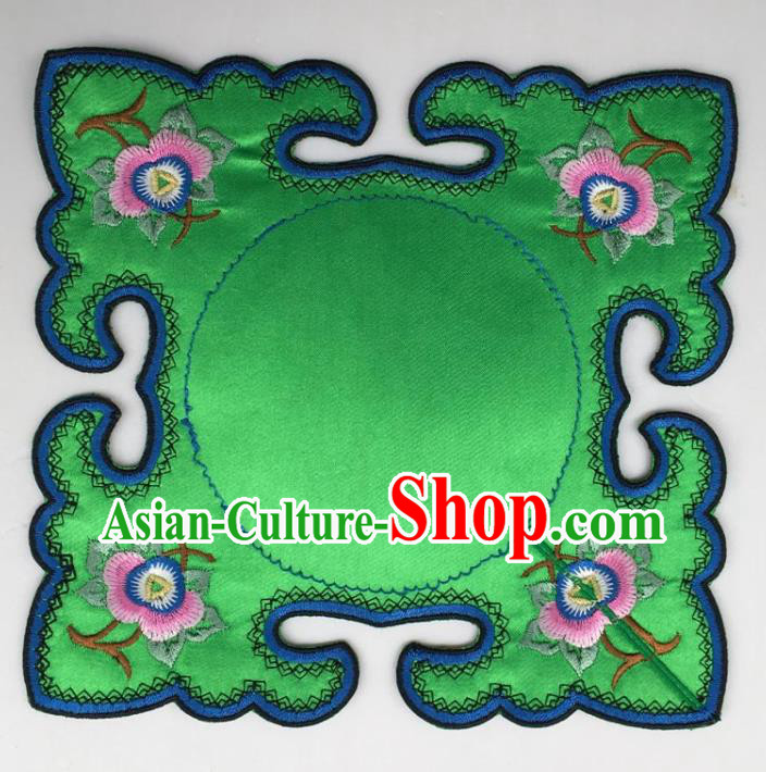 Chinese Traditional Embroidery Peony Green Shoulder Accessories National Embroidered Cloud Patch
